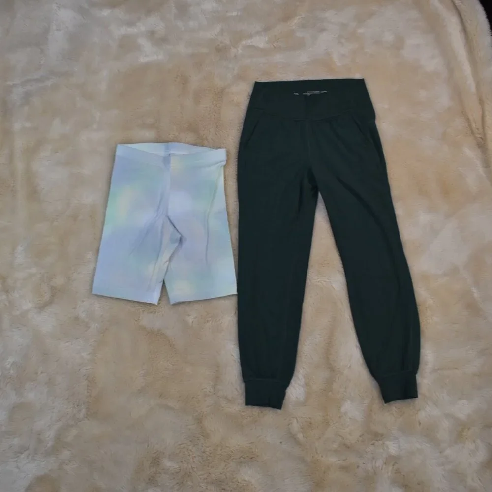 Girls Highrise Joggers Size 8 Full length Green Lightweight Activewear Pants